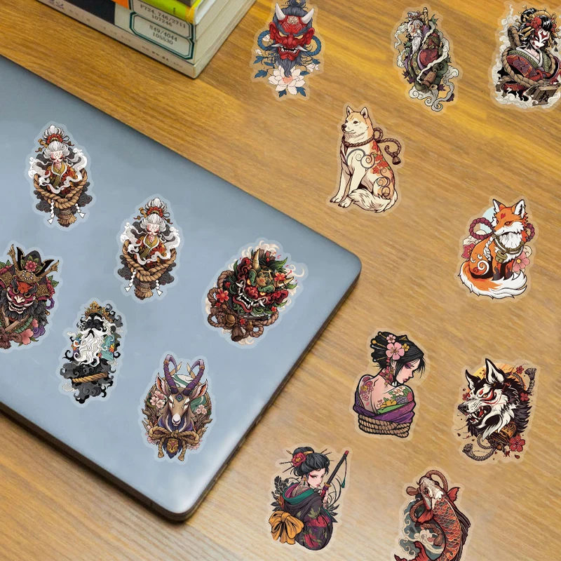 50PCS Transparent Japanese Tattoo Art Stickers Creative Girls Tattoo Retro Sticker for Scrapbooking Luggage Phone Guitar DIY Toy