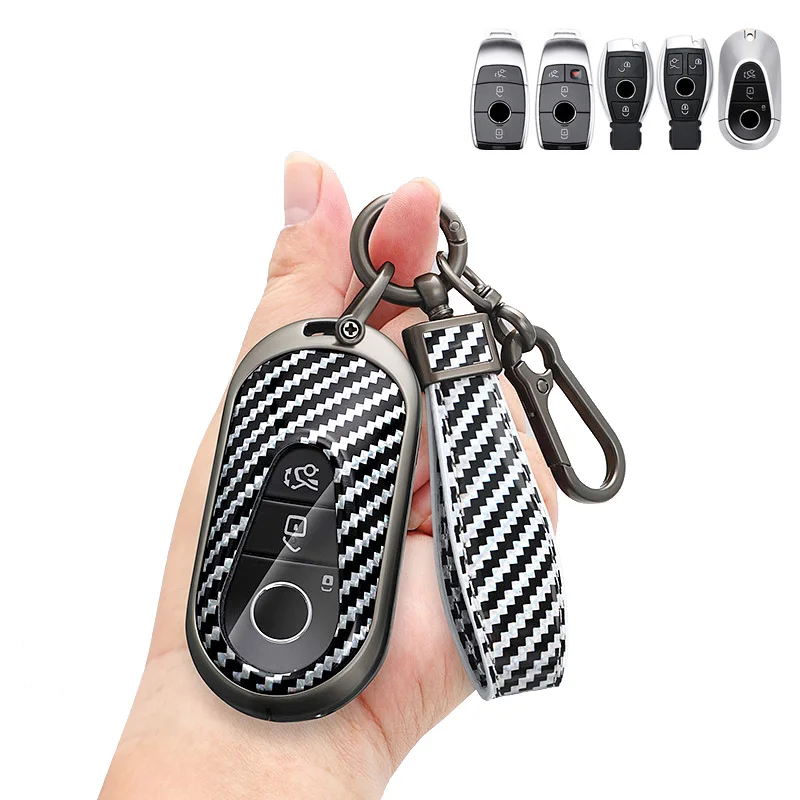 

Zinc Alloy + PU Leather Car Key Fob Cover Case For Mercedes Benz 2021 New C S Class W223 S350 S400 S450 S500 C200 C260 2022 2020