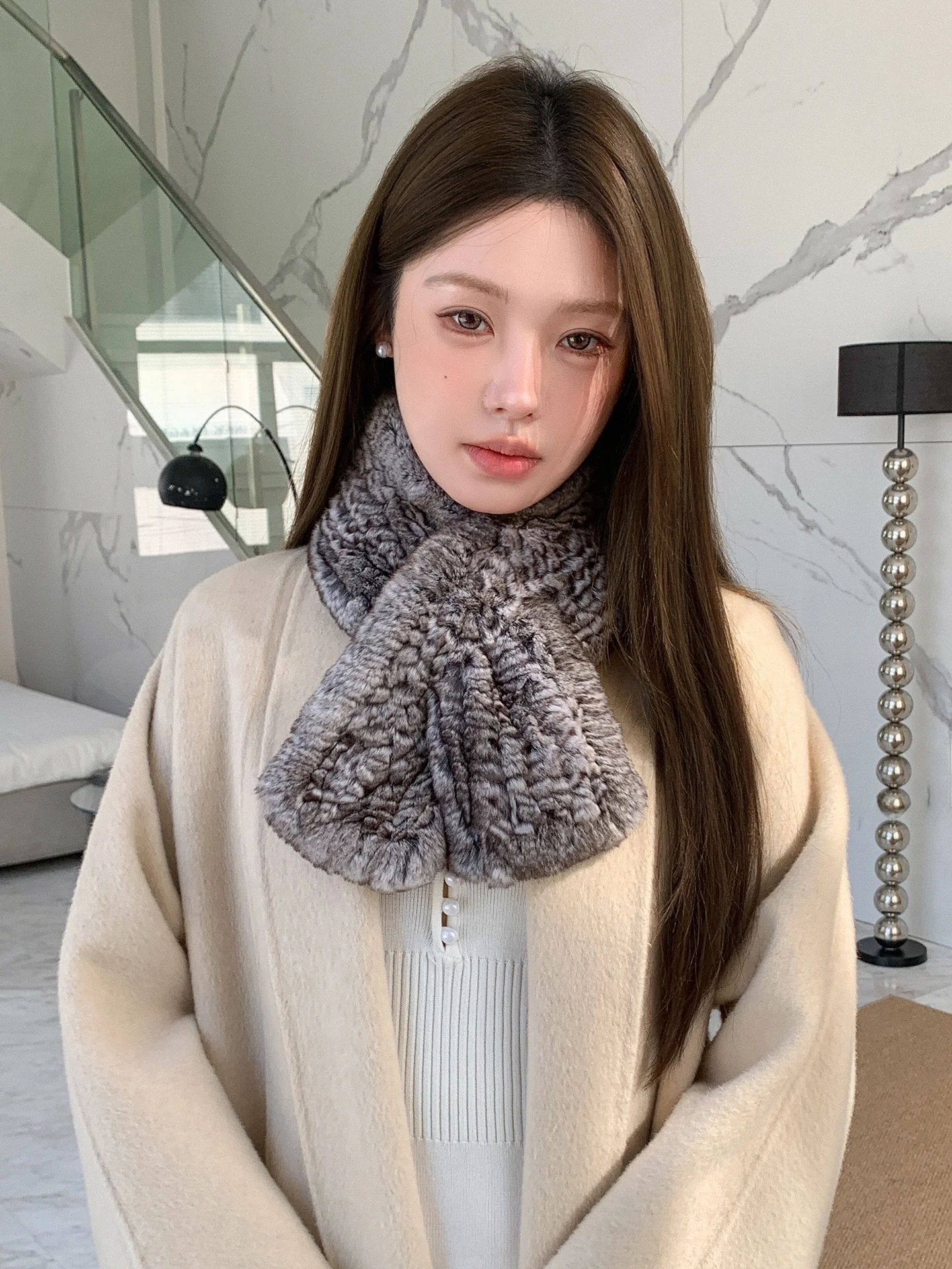 double-sided-rabbit-fur-scarf-thi-warm-cross-hair-women's-sle-korean-faion-autumn-winter-long-rectangle-scarf