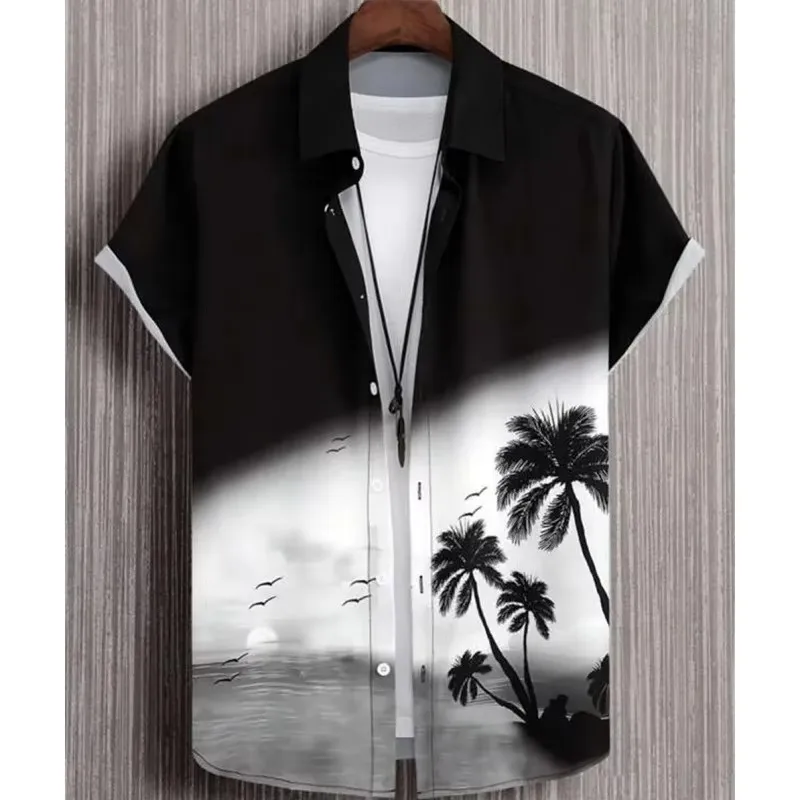 Men's Short-Sleeved 3D Printed Shirt, Lightweight Summer Hawaiian Beach Top, Seaside Casual Style, A Must-Have for Men.