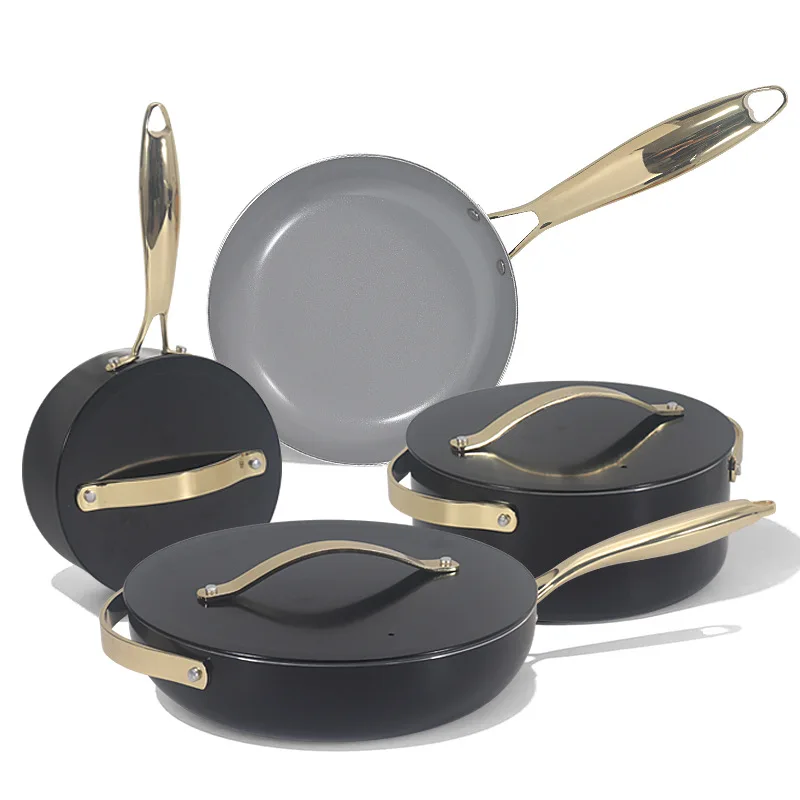 Set di Pentole Antiaderenti in Alluminio e Ceramica, 7 Pezzi, con Padella, Wok, Cassetuccia, Set Regalo per Cucina Domestica