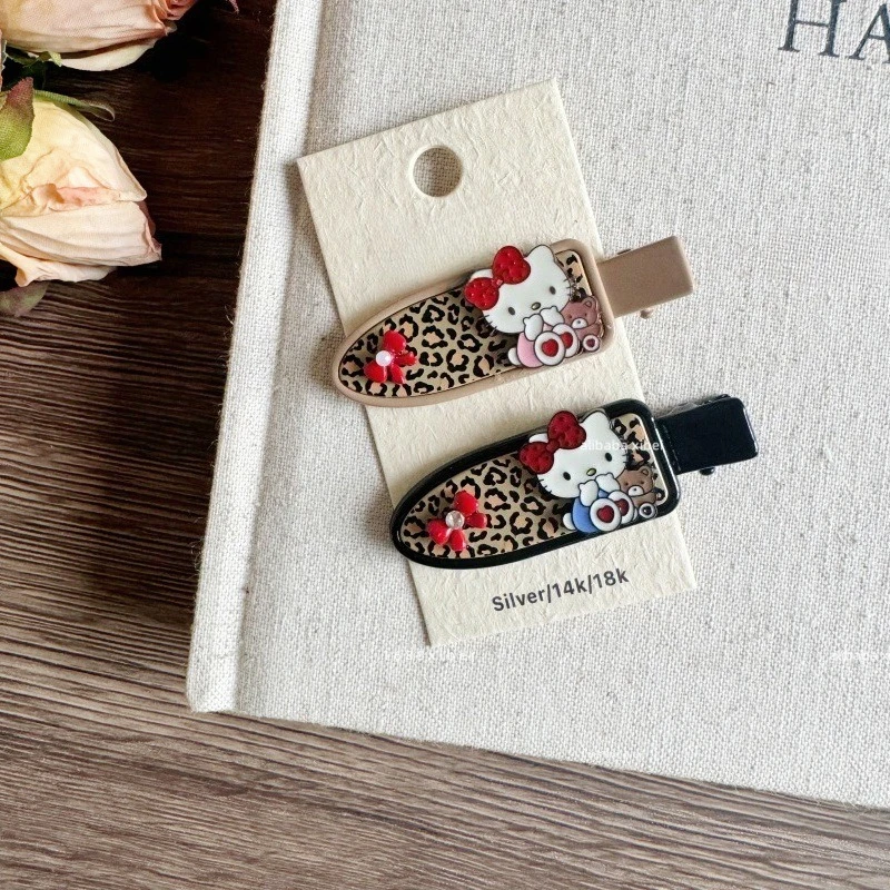 

Новая осенне-зимняя заколка для волос с леопардовым принтом Miniso KT, заколка для волос с бантиком в виде кота, высококачественная заколка в виде утконоса, милые аксессуары для волос, заколка для челки