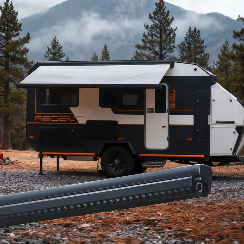 W5500 RV Full Cassette Awning, 12V Electric Motorized Retractable Sunshade for Motorhome, Camper Van Trailer Awning