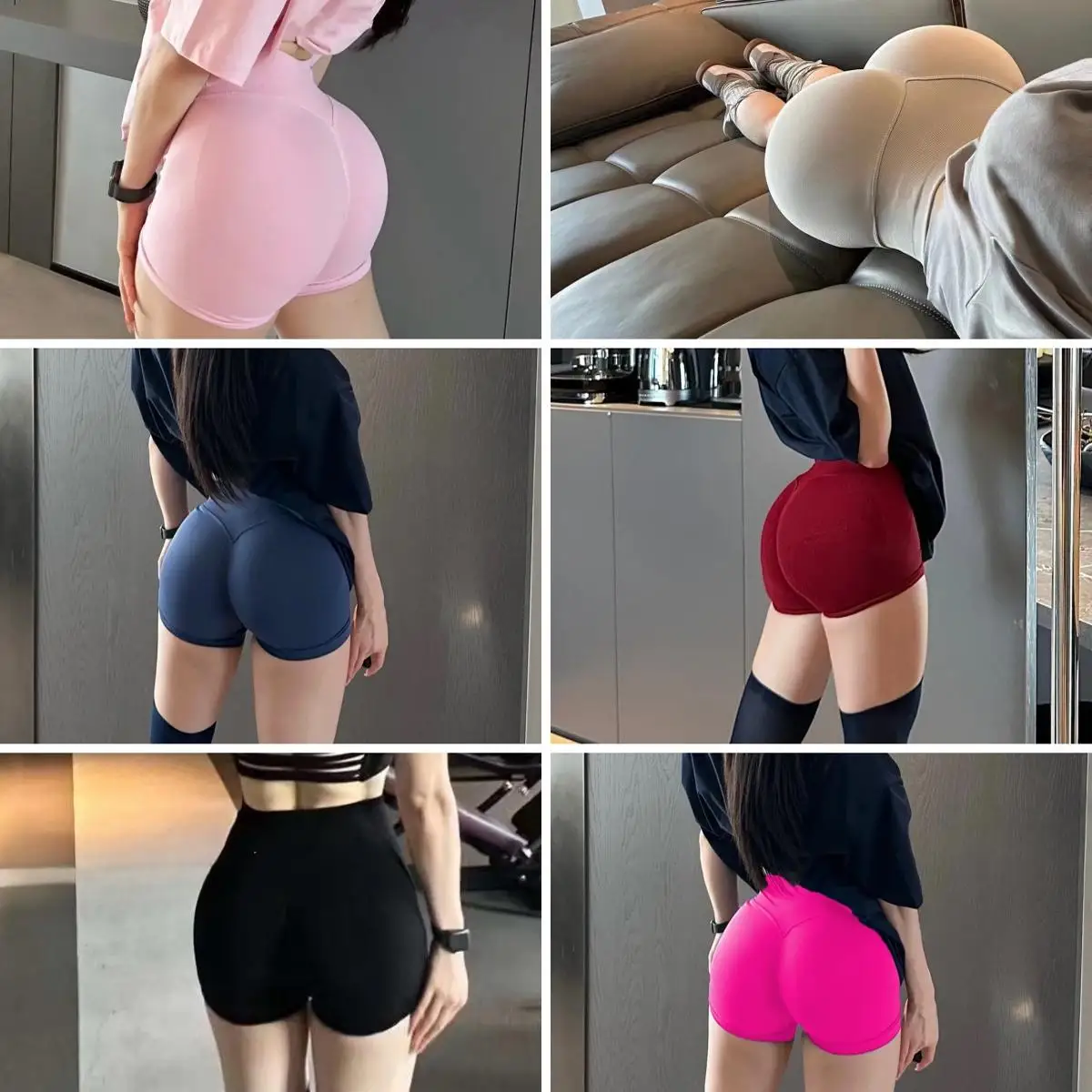 

Women's sexy seamless buttocks fitness shorts European and American sports three-point pants belly high elastic yoga shorts