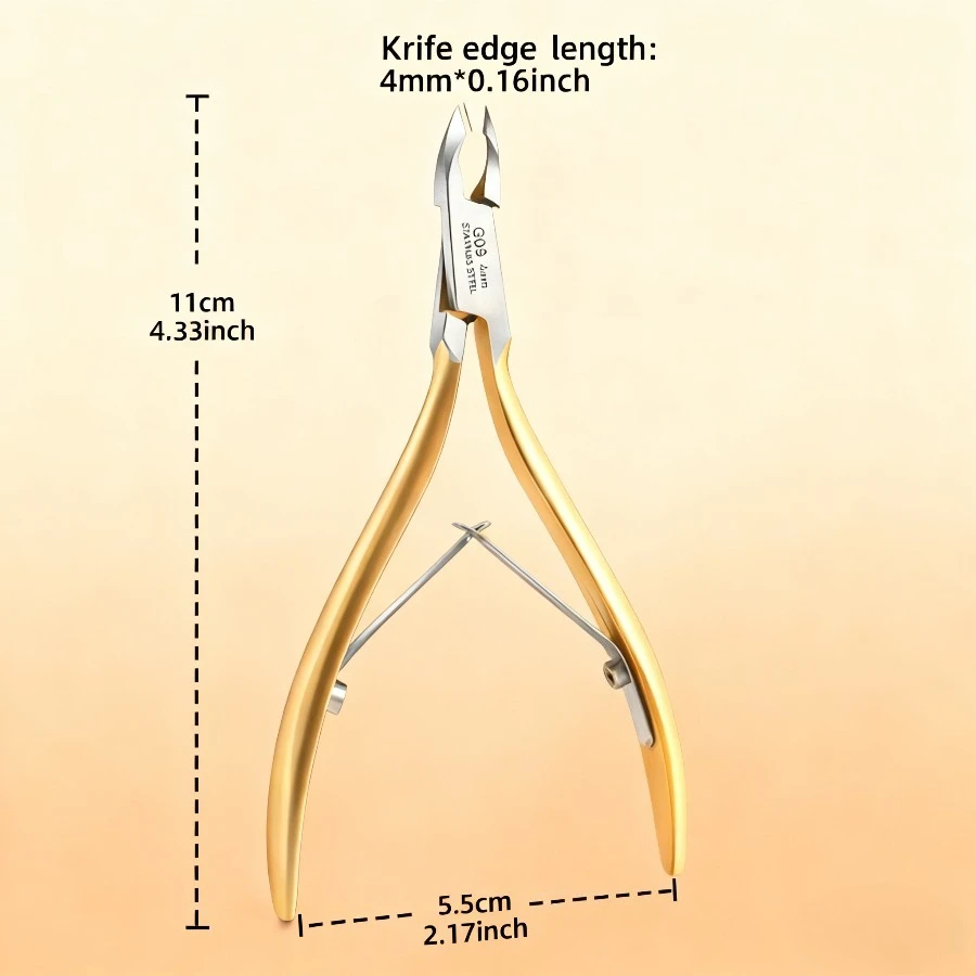 Golden Cuticle Care Tools | Clipper Set for Hands and Feet, Keratin Pusher with Stainless Steel Cutter,Pumice Stone Remover Tool