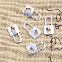 50pcs Charms Lock Heart Cut 16x8mm Antique Silver Color Pendants DIY Crafts Making Findings Handmade Tibetan Jewelry