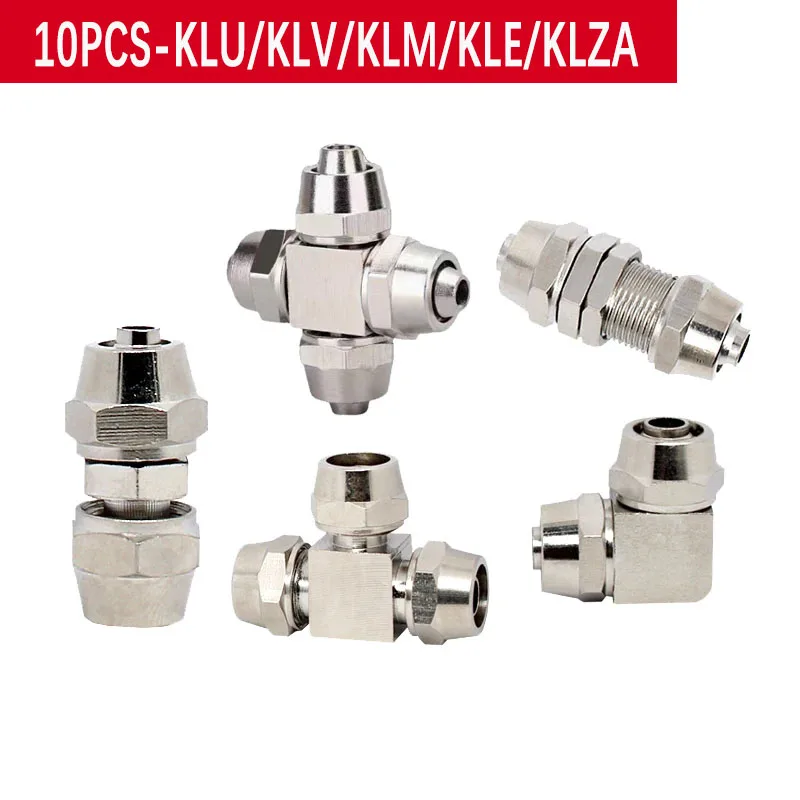 10PCS A Lot KLV KLE KLZA KLU Copper Plated Nickel Pneumatic Fitting Air Quick Connector For Hose Tube 4-16MM Fast Connection