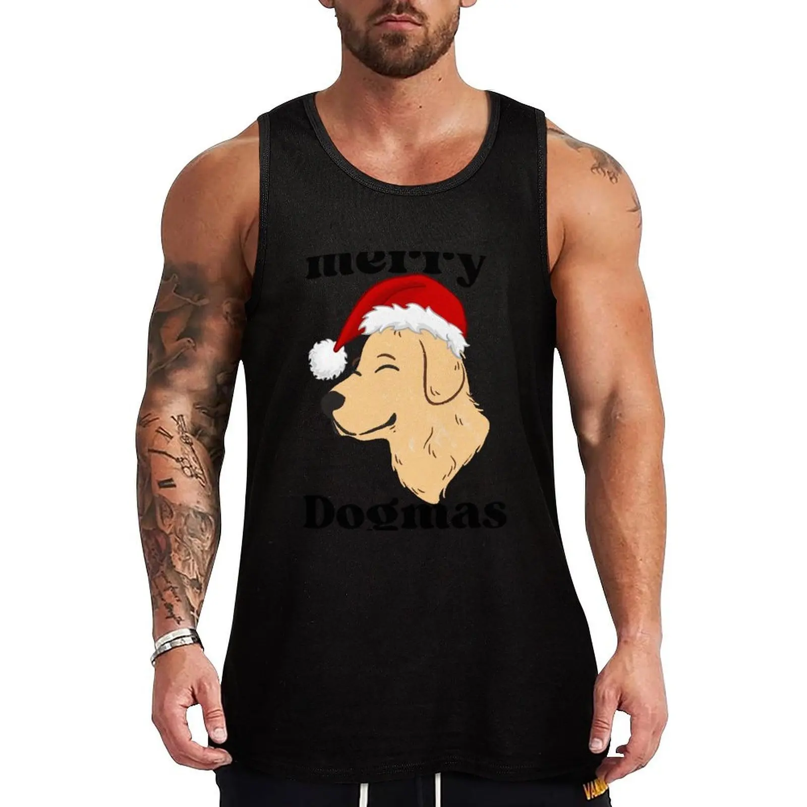

Merry Dogmas - dog Christmas Tank Top Fitness men clothing Men's fitness t-shirt Men's clothing