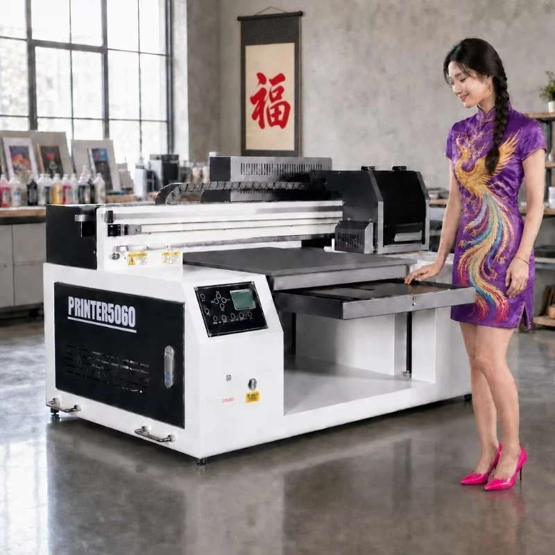 Customized ST-5060 Dual-Head Hybrid Cylinder UV Flatbed Printer For Stainless Steel Glass Plastic Ceramic & Leather-Automatic Mu