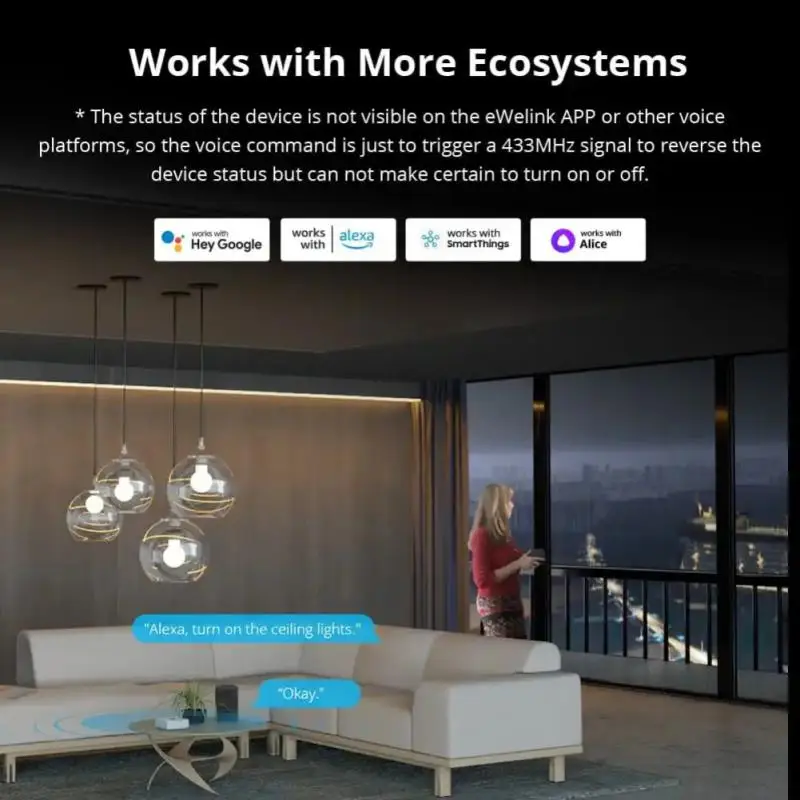 SONOFF-Smart Hub RF BridgeR2 433, Smart Scene, DIY Via eWeLink App, Domótica, Trabalhar com Alexa, Google, Alice, SmartThings