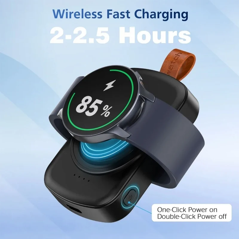 1800mAh Magnetic Wireless Portable Smartwatch Charger for Samsung Galaxy Watch 8/7/6 Classic 5/4 Pro/3 Active Fast Charging
