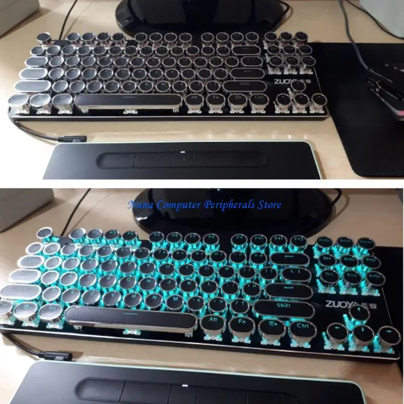 F68C Round Steampunk Backcaps Capts Set 104pcs لـ Cherry Mechanical Keyboard Keycap