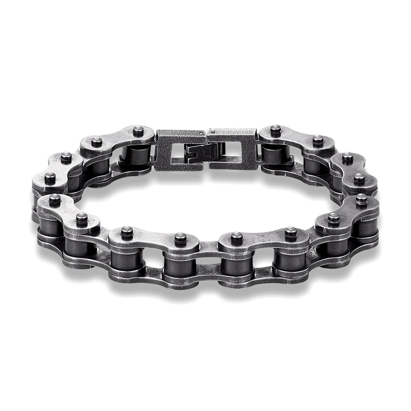 MKENDN Locomotive Men Punk Rock Bicycle Chain Bracelet Stainless Steel Mountain Bike Chain Accessory Male Gifts