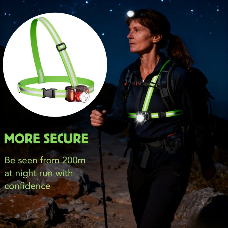 USB Rechargeable LED Safety Vest For Running Cycling 500m Visible Elastic Band Reflective Jacket For Men Women Kids