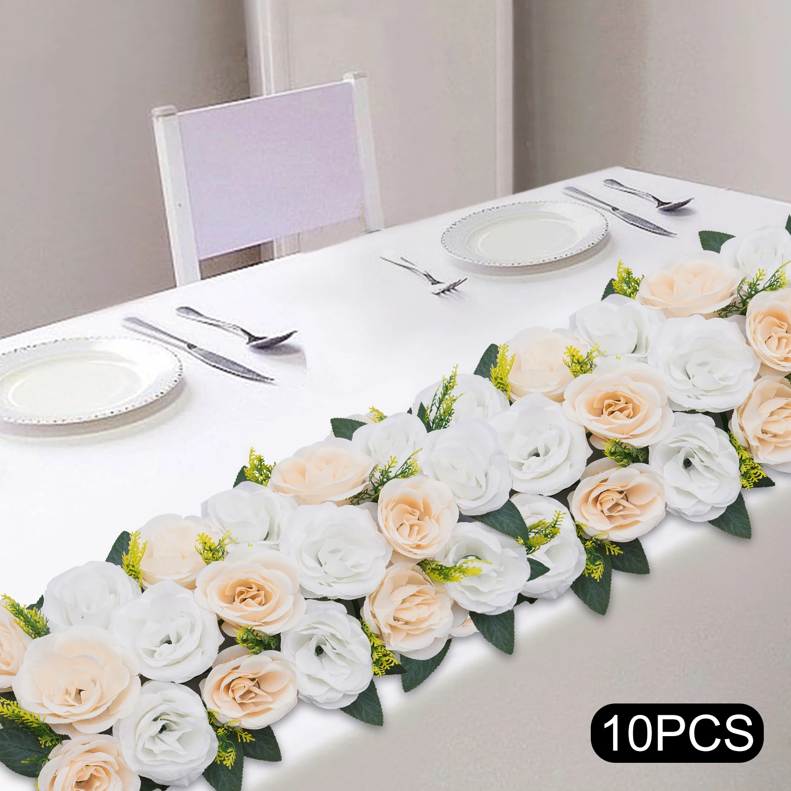 10Pcs Wedding Hand-arranged Artificial Flower Arrangement DIY Artificial Rose Dining Table Centerpiece Bouquet Decor