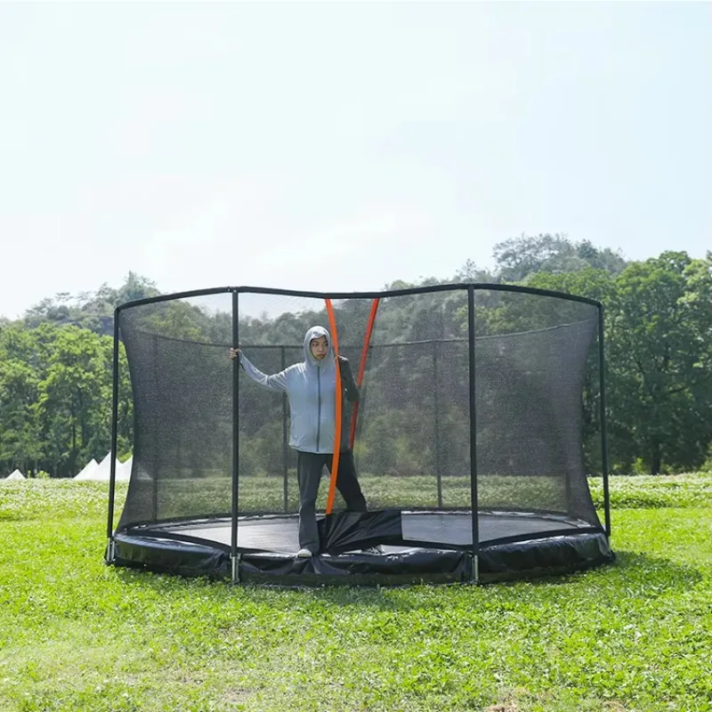 12ft Children's Trampoline Round Garden Trampoline InGround Outdoor Kids Safety Features Jump Higher with Airflow