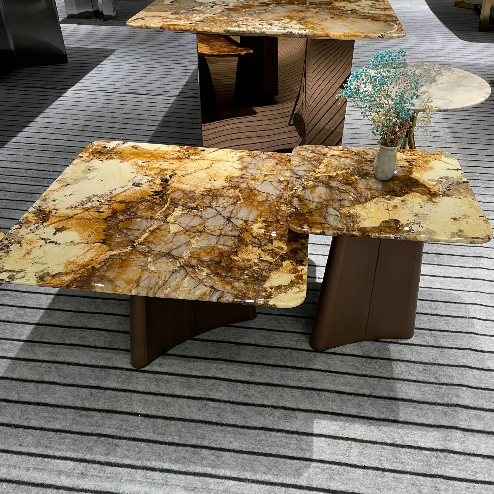 Italian natural marble coffee table size combination villa living room Pandora luxury special-shaped coffee table