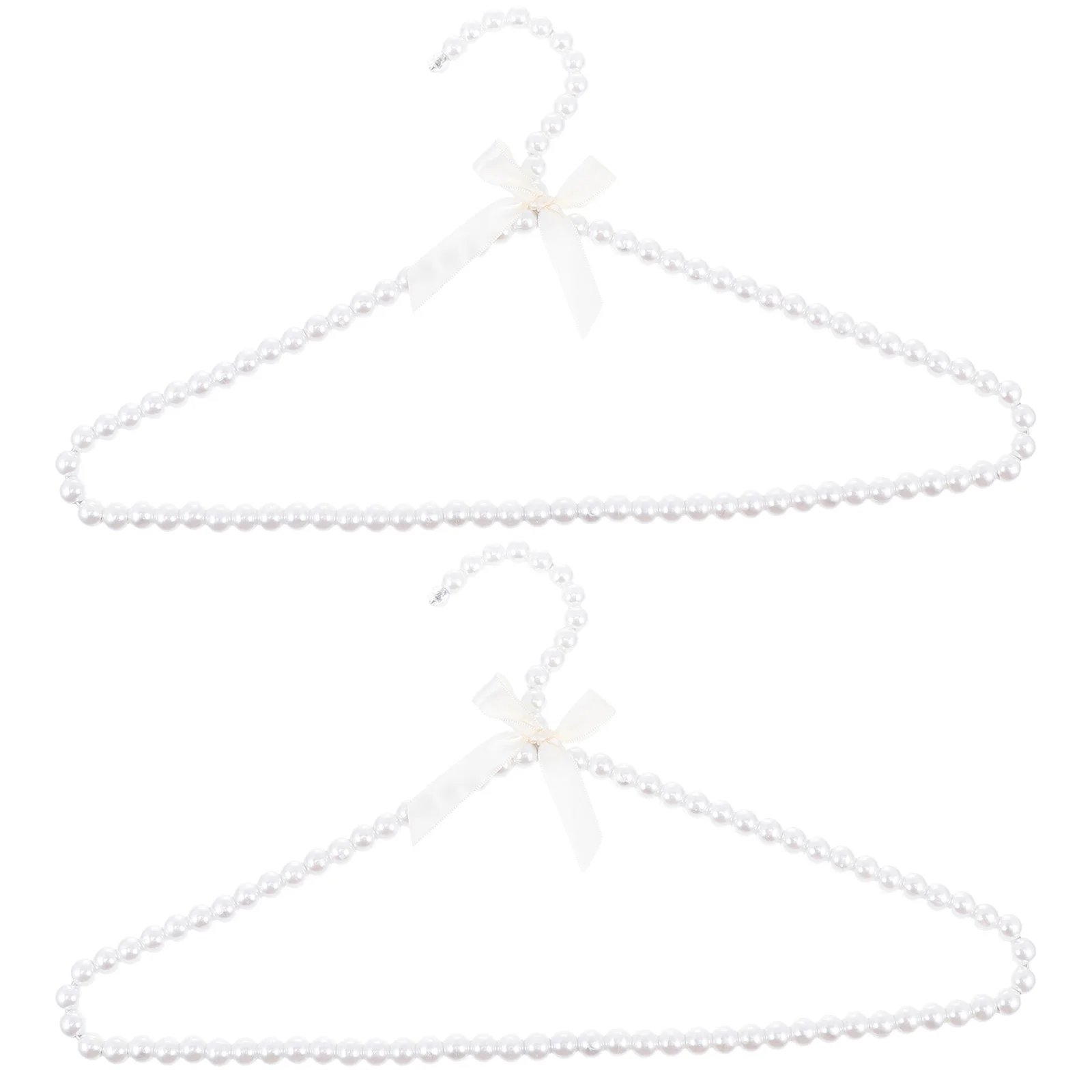 

2Pcs Pearl Hangers White Luxury Storage Clothes Display Hangers Suits Coats Dresses Skirts Home Shop Laundry