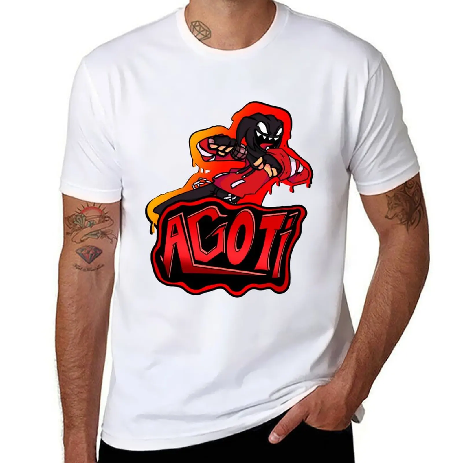 

AGOTI fnf mod character Graffiti T-Shirt anime t shirts for man man t shirt cotton T-Shirt