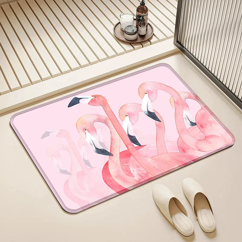 

Pink Flamingo Door Mat Non-Slip Washable Floor Rug for Home Bathroom Kitchen Living Room Decor
