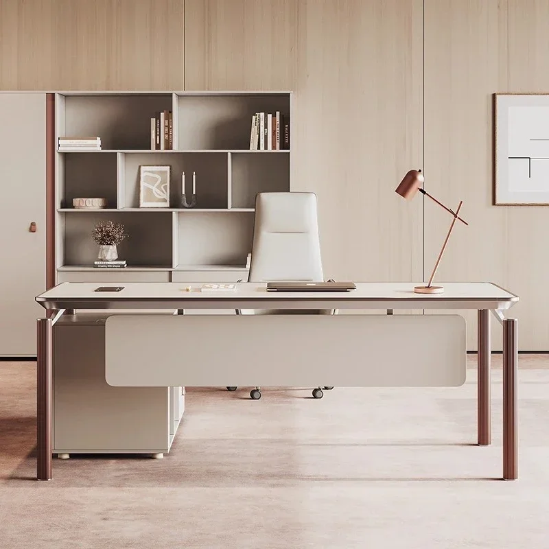 

Office Desk Modern Luxury Boss Manager President Supervisor Computer Desk Table Room Desks Gaming Table Filing Cabinet Furniture