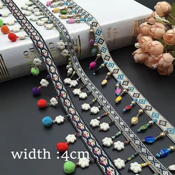 Lace Handicraft Beaded Tassel Lace Trim With New Ethnic Woven Ribbon For Clothing Hat Decoration And Diy Accessory For Sewing