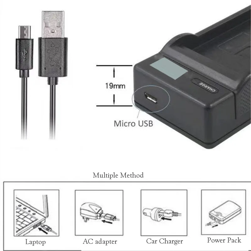 Cargador de batería LCD con Cable USB, LP-E10 de recarga para Canon EOS Rebel T3, T5, T6, T7, 1100D, 1200D, 1300D, LC-E10C de cámara Digital