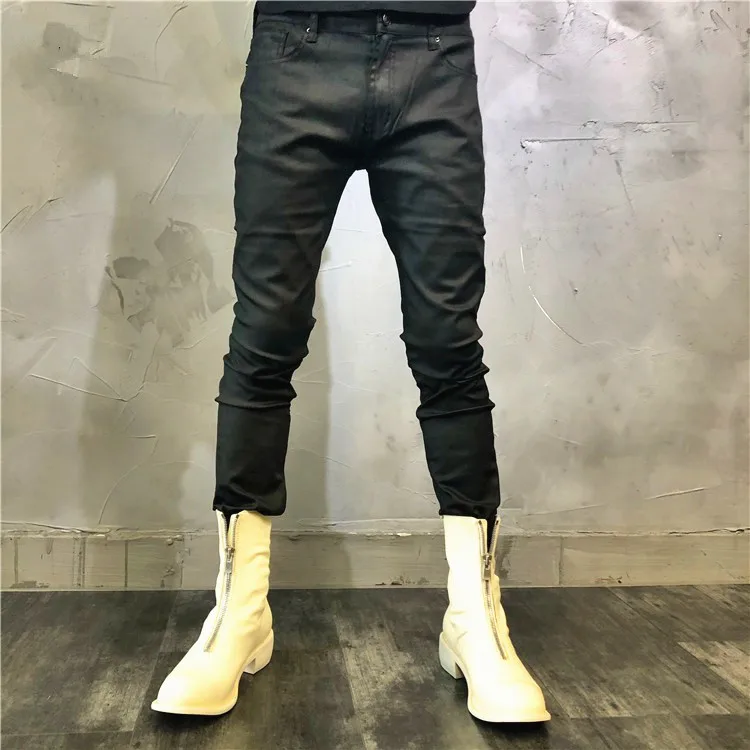 

Dark Retro Coated Batik Boot Pants Wax Stretch -Fitting Cool Jeans Fashion Trend Close-Fitting Skinny