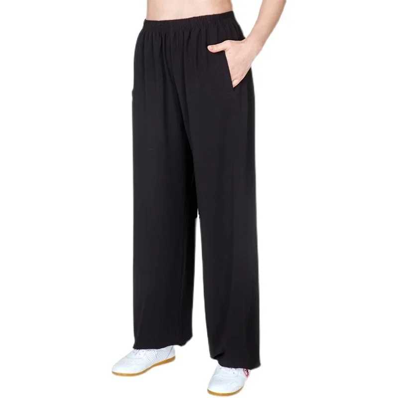 Summer Tai Chi Pants Wushu Clothing Kung Fu Trousers Martial Art Uniform Breathable New Style Elastic Waist