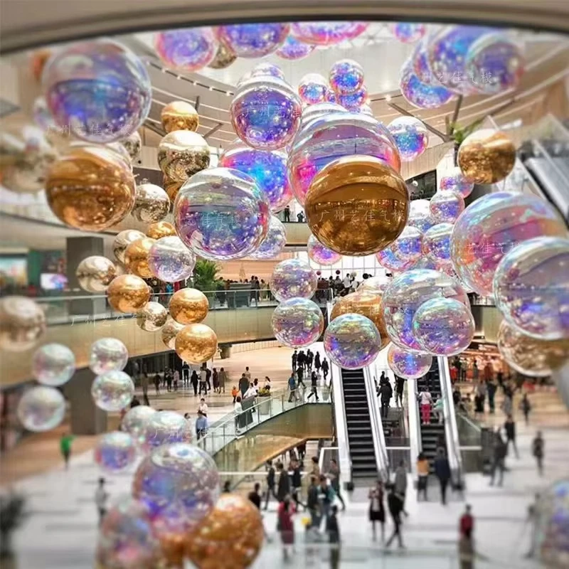 Hängende aufblasbare Spiegelkugel, glänzender aufblasbarer Spiegelballon, luftdicht, 0,5m-3m, versiegelte bunte Kugel für Hochzeitsdekoration – Detail 2