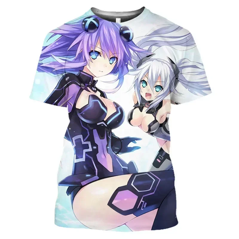 Neptune Anime T Shirt for Men Otaku T-Shirt 3D Broccoli Print Ahegao Hentai Loli Tee Shirts Sexy Waifu Bikini Girls Cosplay Tops