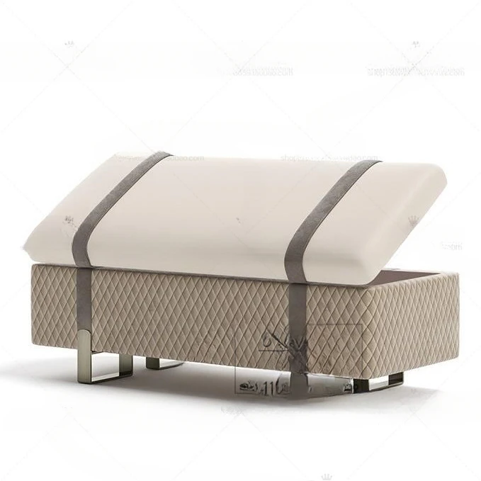 

Customized Italian light luxury home fabric pedal Nordic simple cloakroom can store and change shoes, stool, bedroom metal bedsi