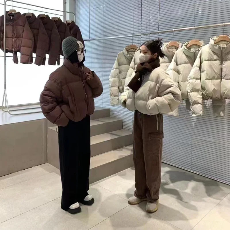 UMI MAO Short 90 White Duck Down Jacket Women Korean Simple Stand Collar 2023 Winter Designer Thickened Bread Coat Femme Y2K