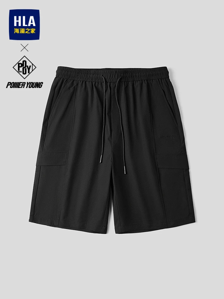 Casual Embroidered Workwear Men's Mid-Length Pants HLA POWER YOUNG Series Spring Summer New Style Standard Fit Polyester Fiber