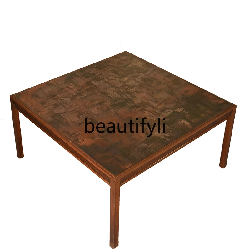 Original medieval rose wood copper surface coffee table tea table