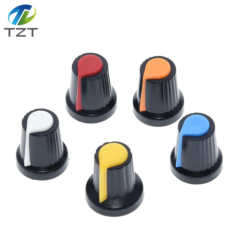 10PCS/lot WH148 potentiometer knob cap(copper core) 15X17mm 6mm Shaft Hole AG2 Yellow Orange Blue White Red