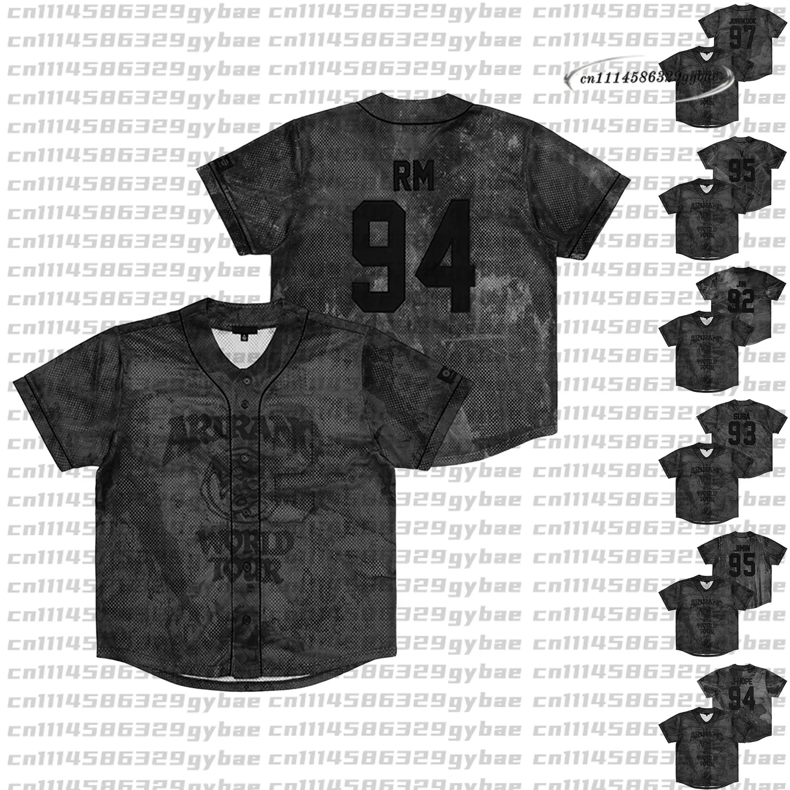 Breathable Mesh Sport Jersey Unisex ARIRANG V‑Neck Button‑Up Short Sleeve Quick Dry Casual Fan Collectible Street Fans Shirt