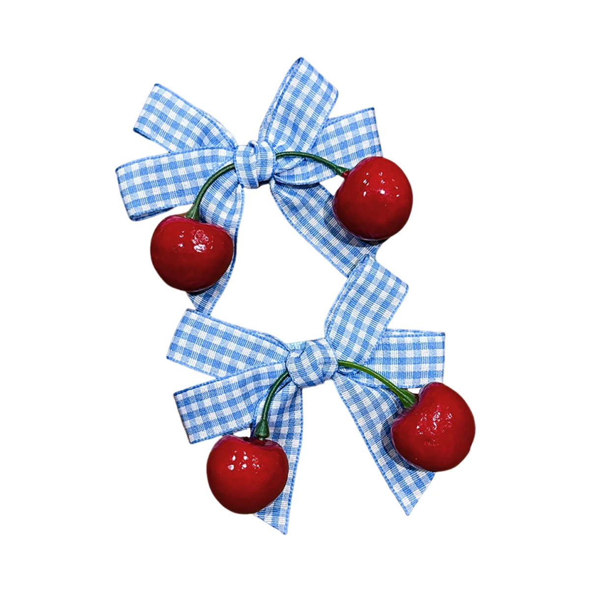 2 kersenhaarclips met blauwe strik, geschikt voor dagelijkse haaraccessoires - afbeelding 2