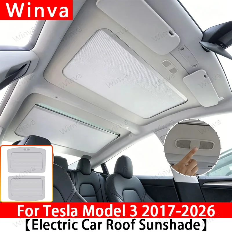

Electric Sunshade for Tesla Model 3 Highland 2020-2026 Electric Control Sunroof Roof Sun Visor UV Protector Car Accessories