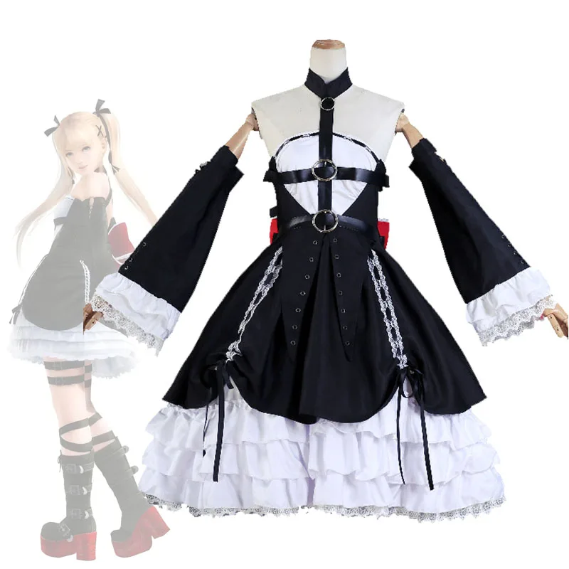 

Halloween Party Marie Rose Cosplay Lolita Dresses Gothic Lori Outfit Fighting Game Dead or Alive Women's Maid Costumes