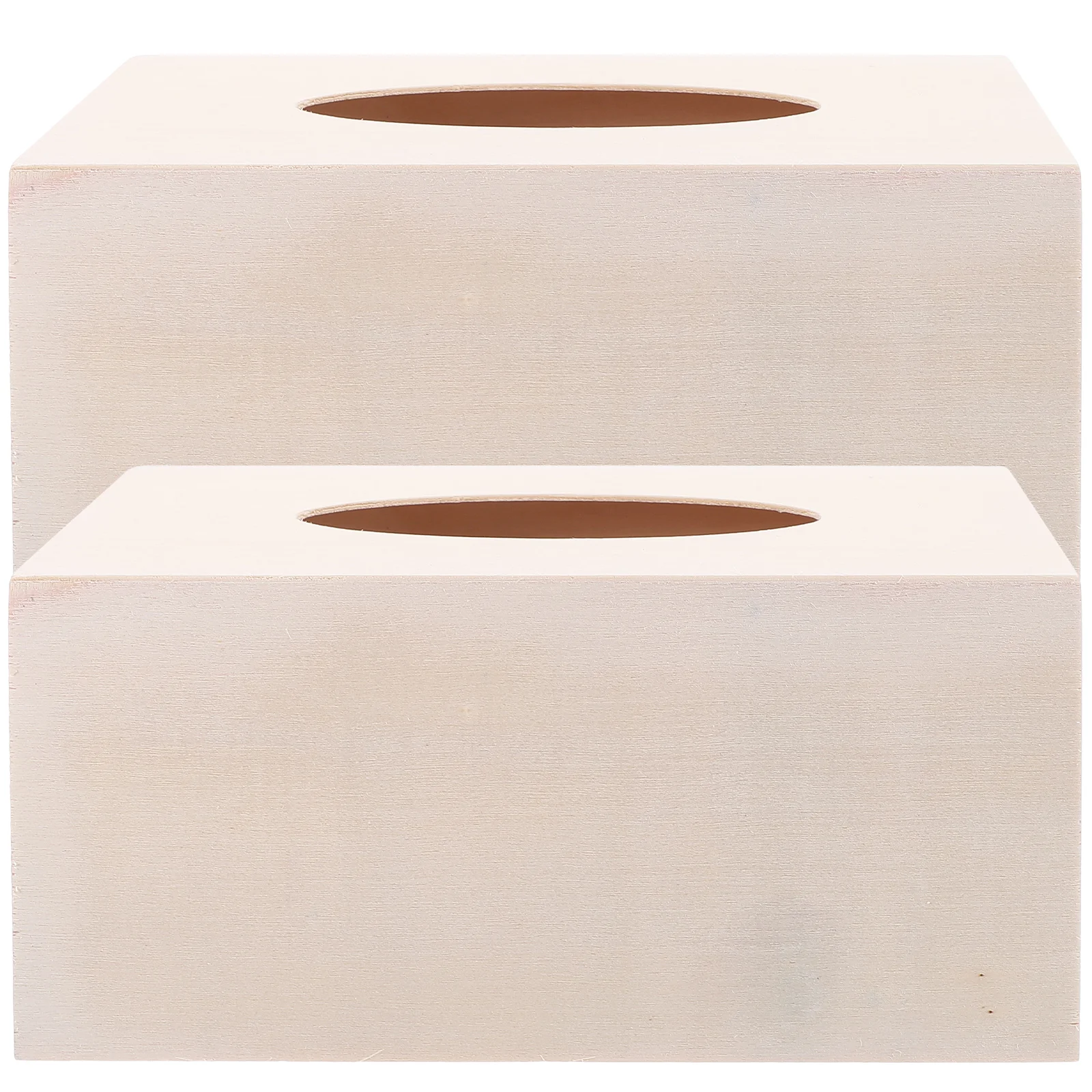 

2PCS Wooden Tissue Boxes Handmade Plain Color Napkin Holders Wood Material Exquisite Polished Smooth Develop