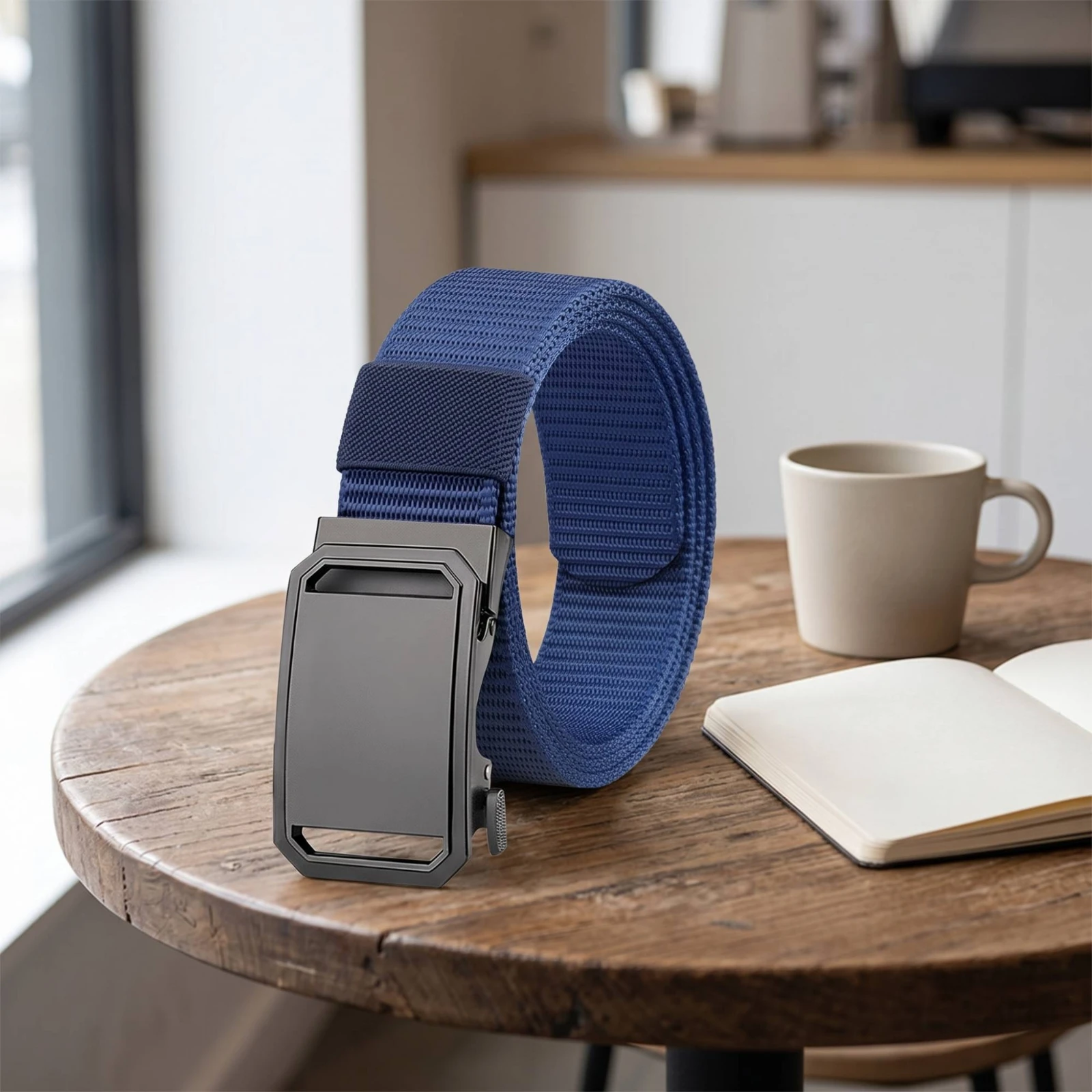 Belt with Automatic Slide Buckle Adjustable Belt with Automatic Buckle Sleek Long-Lasting for Men, Daily Wear, Work