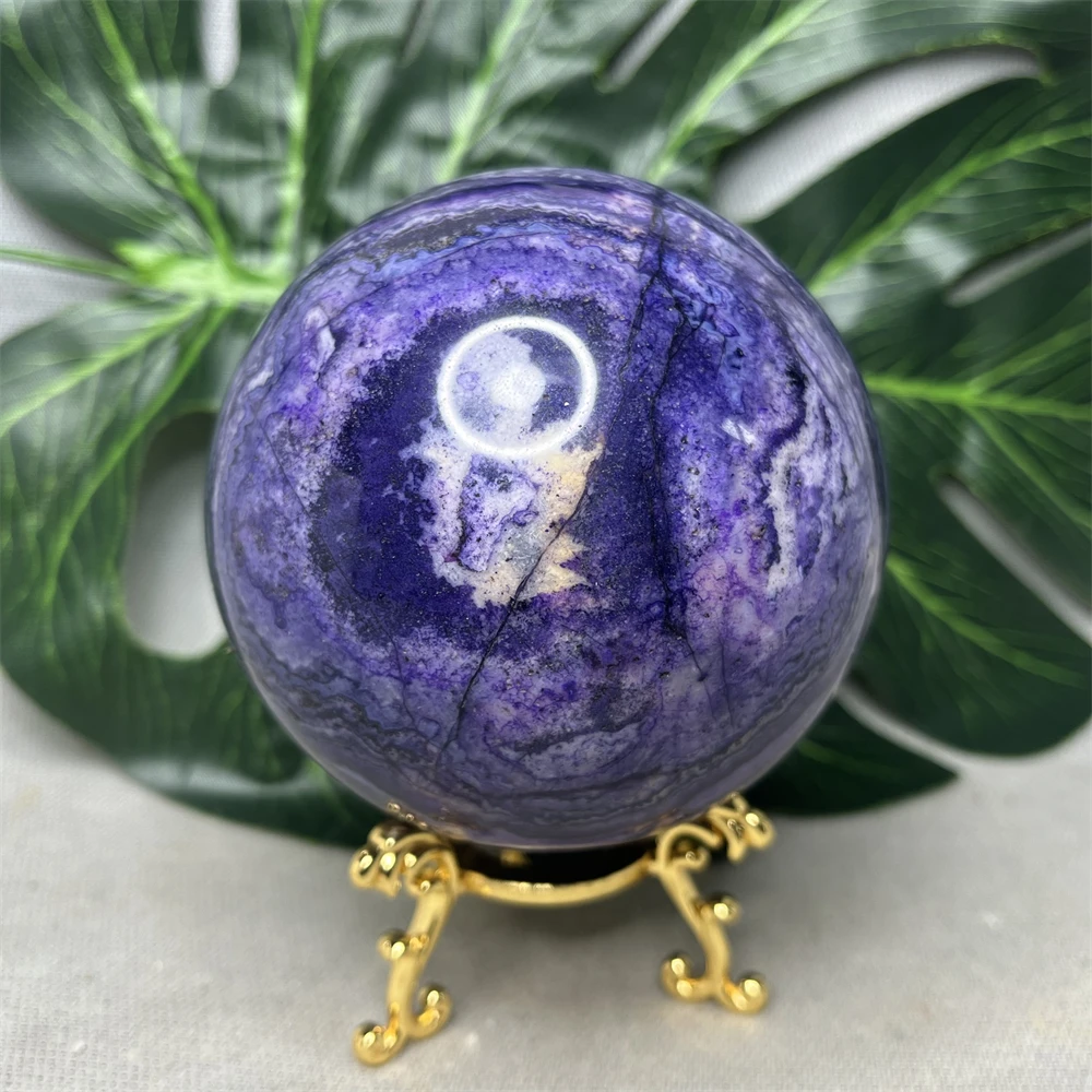 Natural Gemstone Blue Agate Ball Geode Crystal Lace Rune Home Room Feng Shui Decoration Witchcraft Altar Prayer Stone Healing