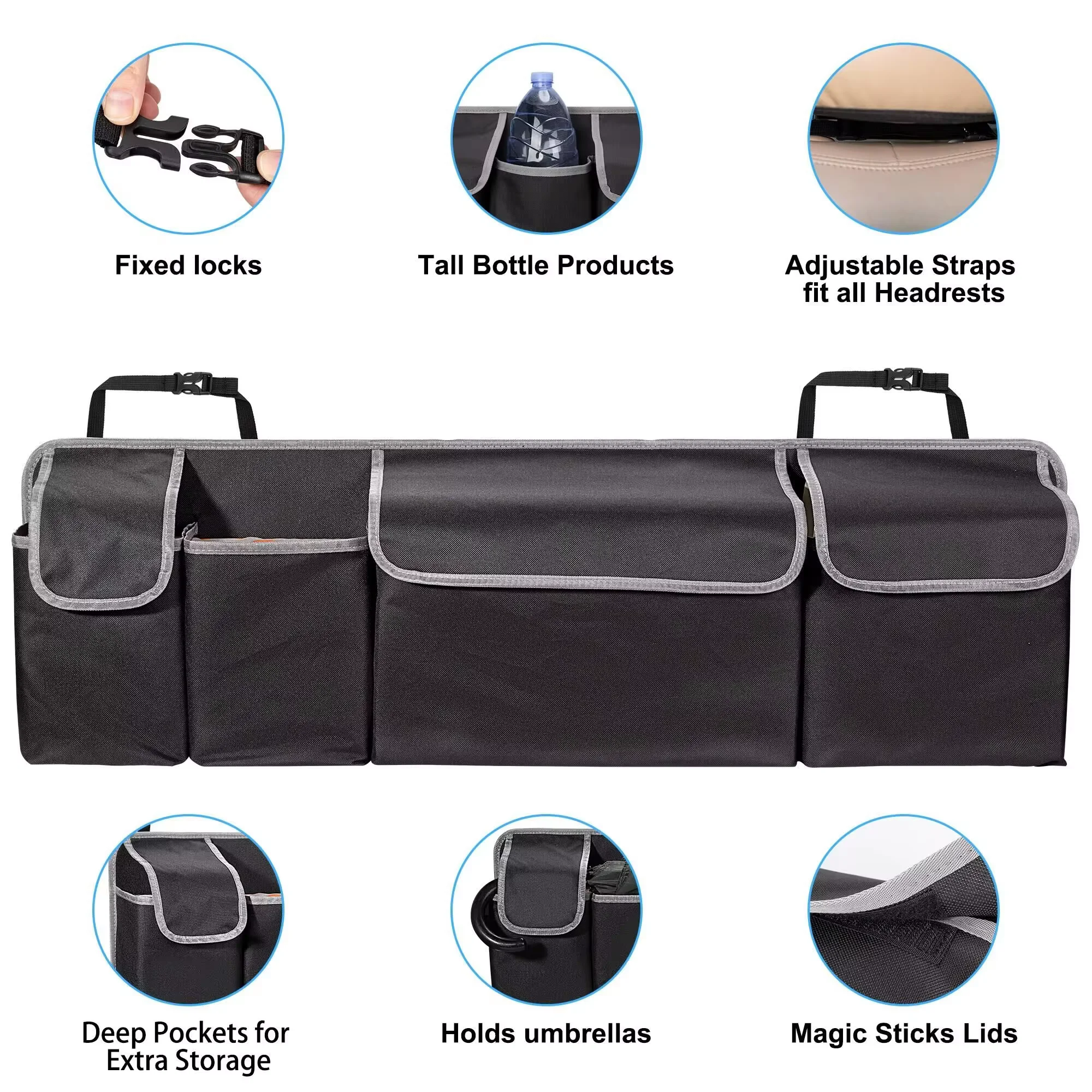 Car Trunk Organizer Backseat Storage Bag High Capacity Multi-use Oxford Car Seat Back Organizers Automobile Interior