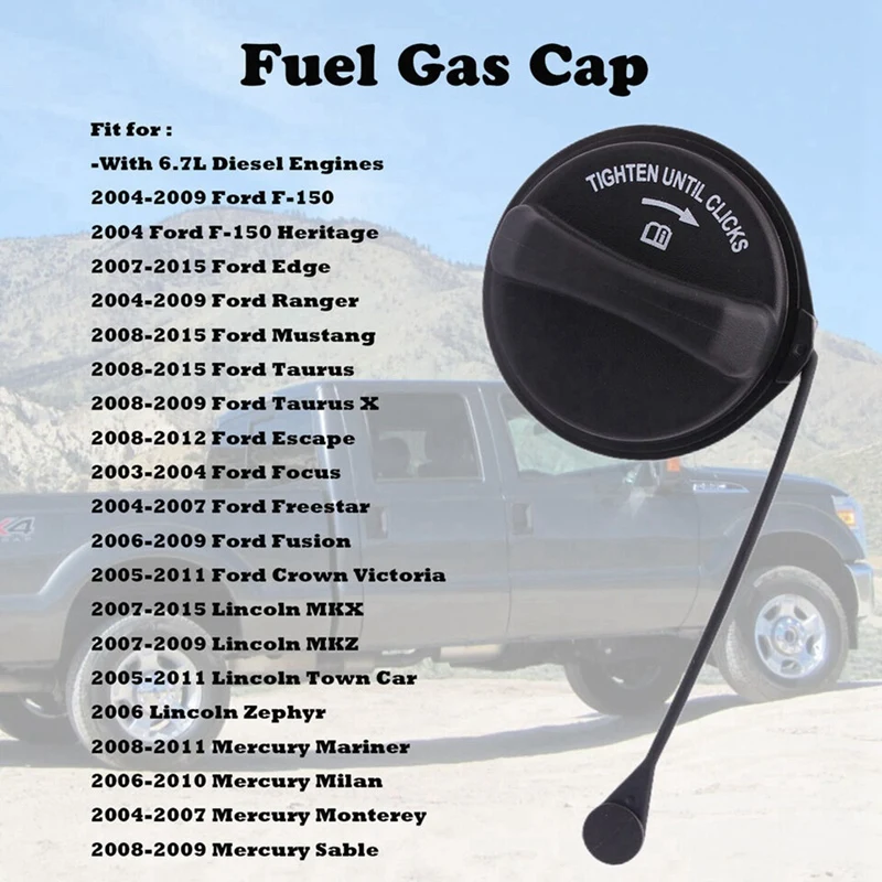 FC1089 Fuel Gas Cap W/ Strap Non-Locking HC3Z-9030-B For Ford F-150 Ranger Edge Mustang Motorcraft Fuel Tank Filler