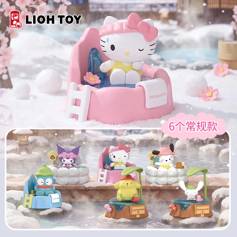 

Sanrio Family Hot Spring Story Blind Box Kuromi Hello Kitty Cute Desktop Ornaments Girl Heart Surprise Small Birthday Gift
