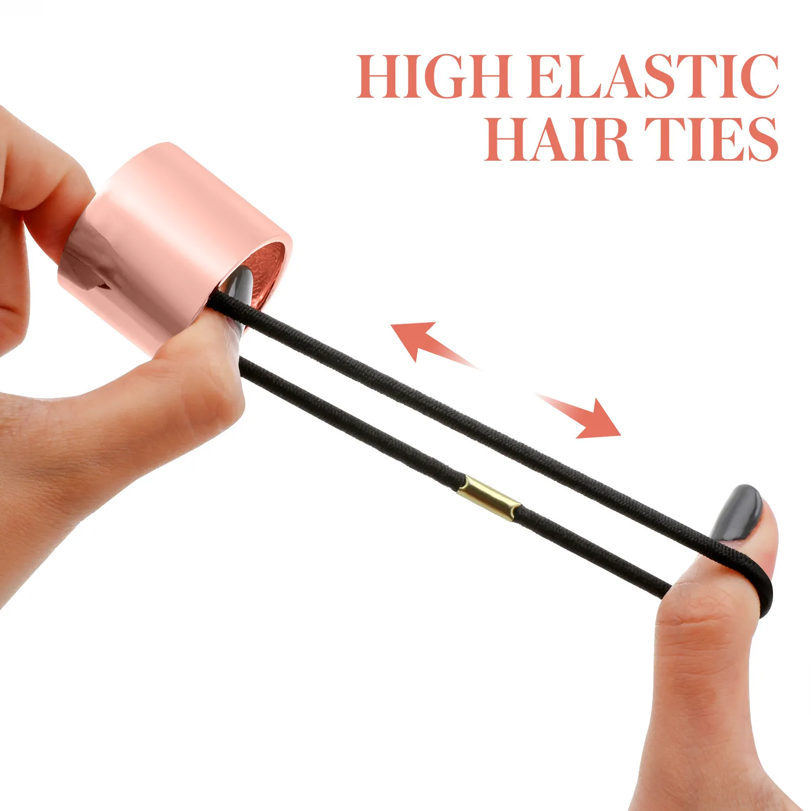 4Pcs Metal Hair Bands Ponytail Holder Buckle Gold Silver Rose Gold Black Elastic Fashion Hair Accessories for Women