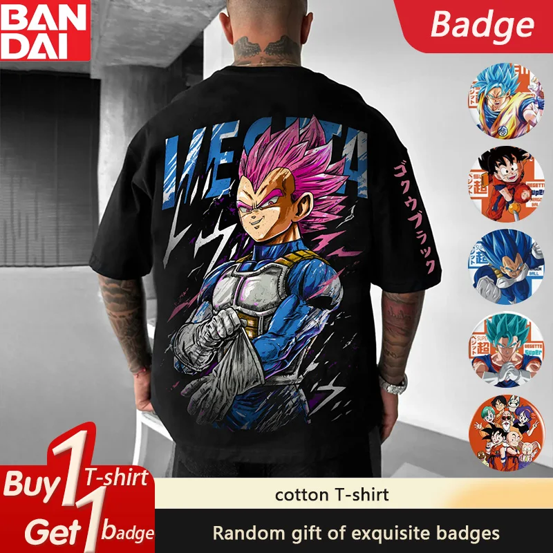 

Dragon Ball GOKU Vegeta Anime Peripheral Short Sleeve Summer Loose Men's and Women's Cotton Crew Neck T-Shirt Ins