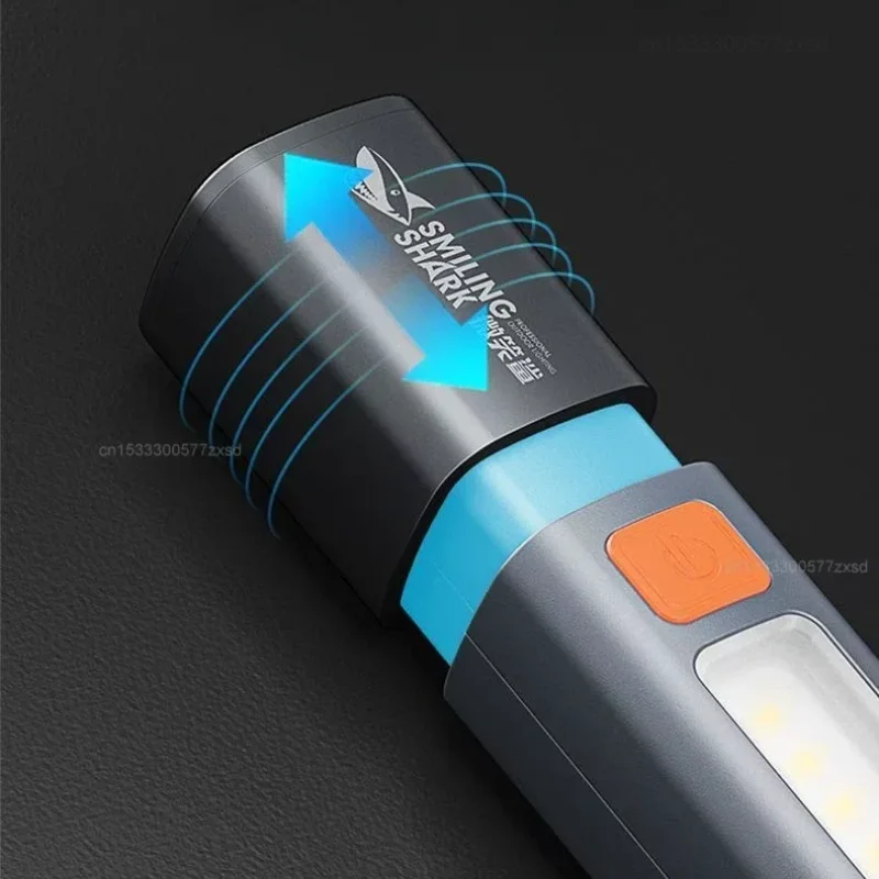 Youpin SMILING SHARK Outdoor Flashlight Portable Strong Light Variable Focus with Floodlight Side Lights Long Range Rechargeable