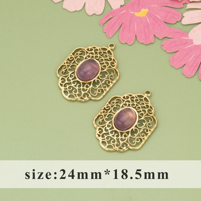 assoonas, 4 Stück/Set, MI61, wasserdichte Schmuckaccessoires, 316L-Edelstahl, Natursteine, Anhänger, Schmuckherstellung, DIY-Anhänger – Detail 9